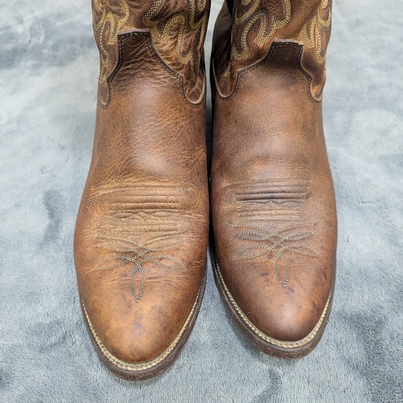 Justin 2253 Classic Cowboy Western Pull On Brown Leather Men’s Boots Size 9 - Picture 9 of 12
